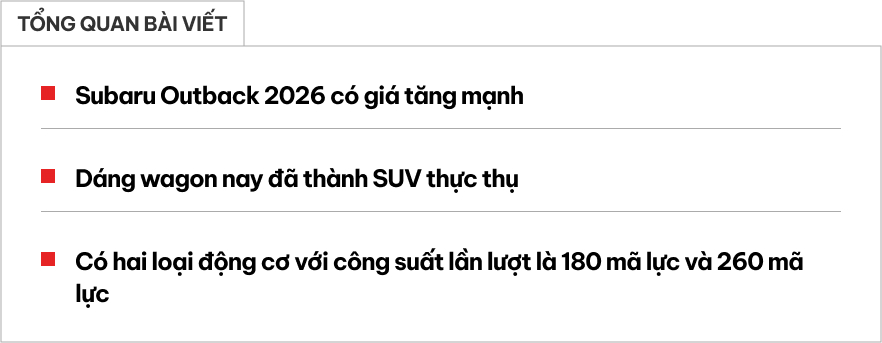 Subaru Outback 2026 SUV dáng vuông