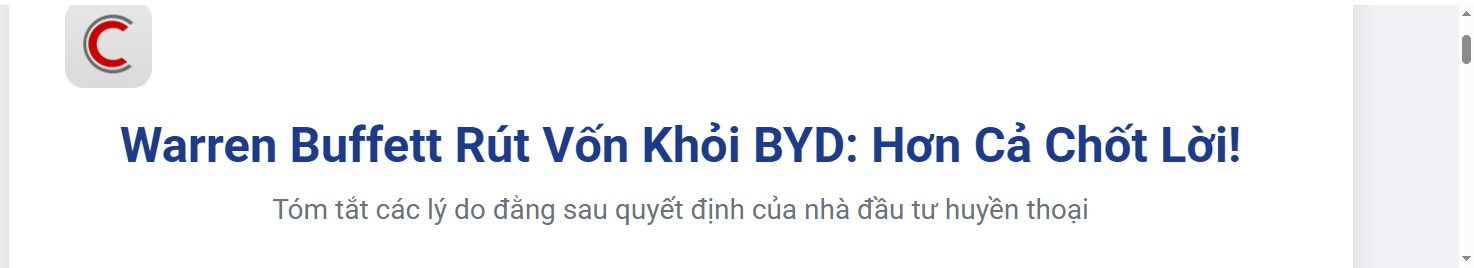 Biểu đồ tăng trưởng cổ phiếu BYD