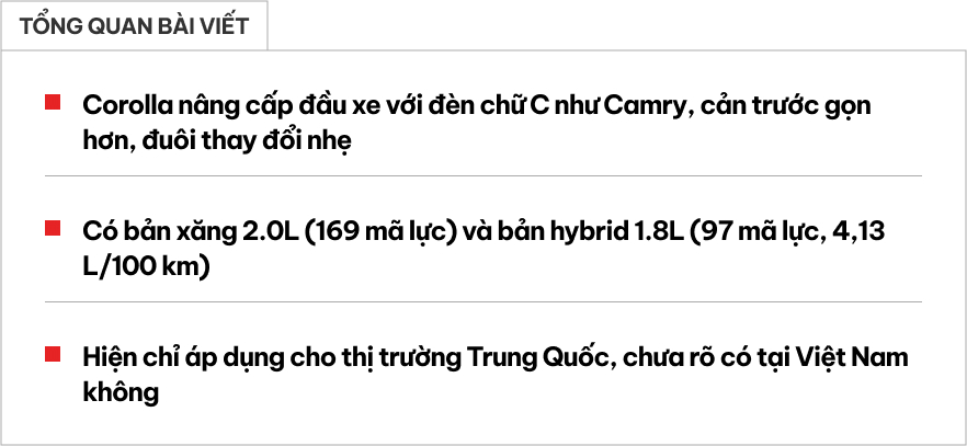 Toyota Corolla mới với thiết kế nâng cấp