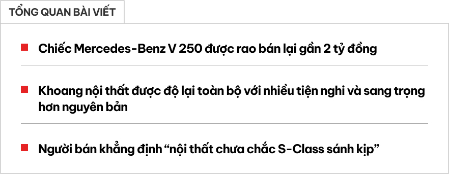 Mercedes-Benz V 250 cũ rao bán gần 2 tỷ đồng