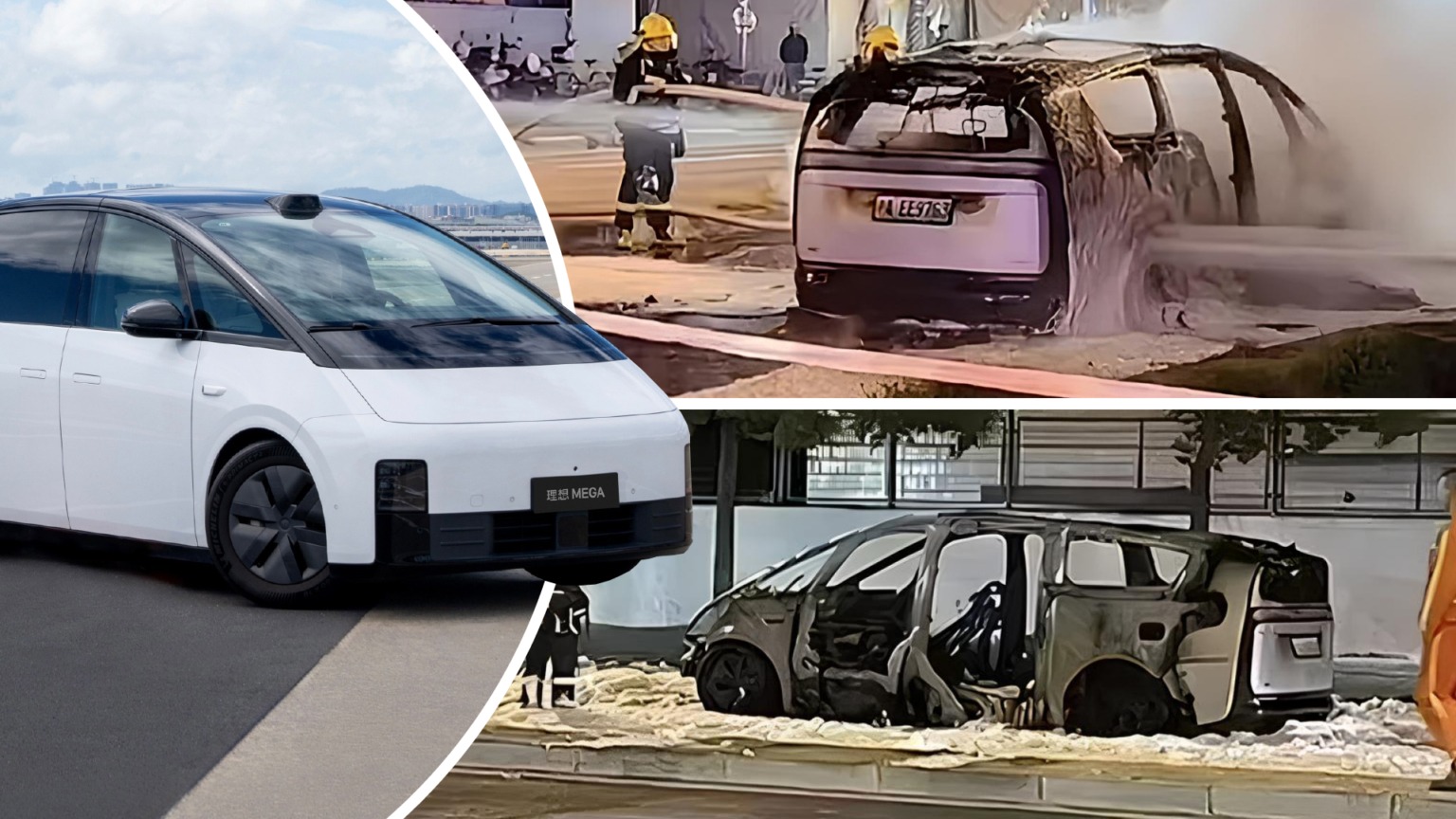 Xe ô tô điện Trung Quốc bất ngờ bốc cháy chỉ còn trơ khung thép khi đang chạy mà không hề có va chạm!- Ảnh 2. Hiện trường chiếc xe bị cháy rụi hoàn toàn