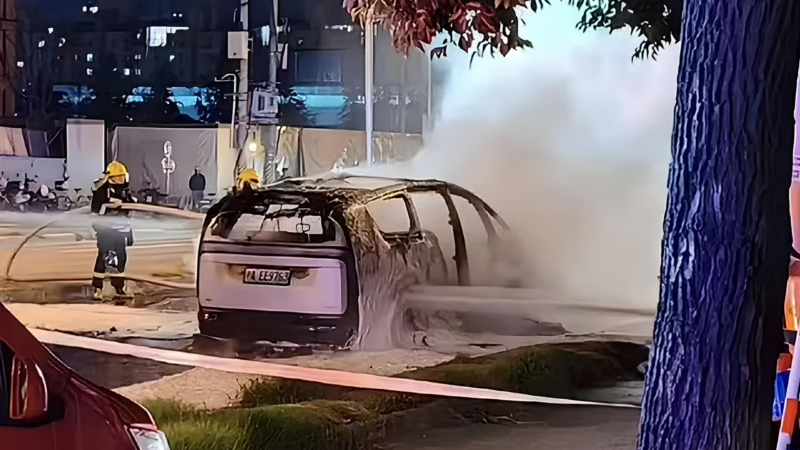 Xe ô tô điện Trung Quốc bất ngờ bốc cháy chỉ còn trơ khung thép khi đang chạy mà không hề có va chạm!- Ảnh 5. Đại diện hãng làm việc cùng lực lượng cứu hỏa điều tra