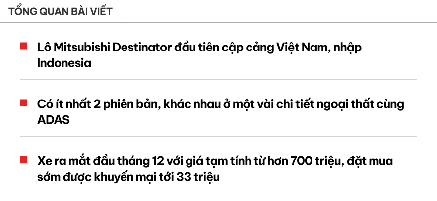 Lô Mitsubishi Destinator đầu tiên cập cảng Việt Nam Lô Mitsubishi Destinator đầu tiên cập cảng Việt Nam với nhiều phiên bản