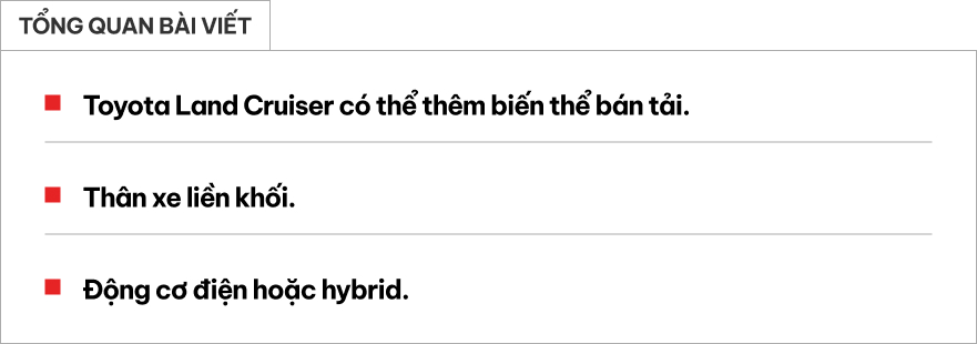 Rộ tin Toyota Land Cruiser sắp có thêm biến thể bán tải: Động cơ hybrid hoặc thuần điện, khung liền khối- Ảnh 1. Toyota Land Cruiser phiên bản bán tải sắp ra mắt