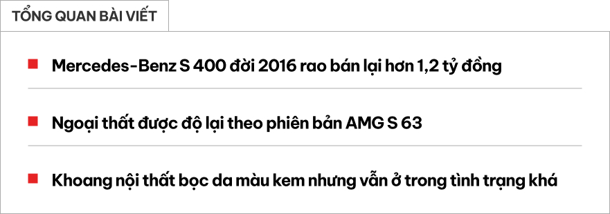 Mercedes-Benz S 400 với bộ bodykit AMG Ngoại thất Mercedes-Benz S 400 sau khi độ bodykit AMG